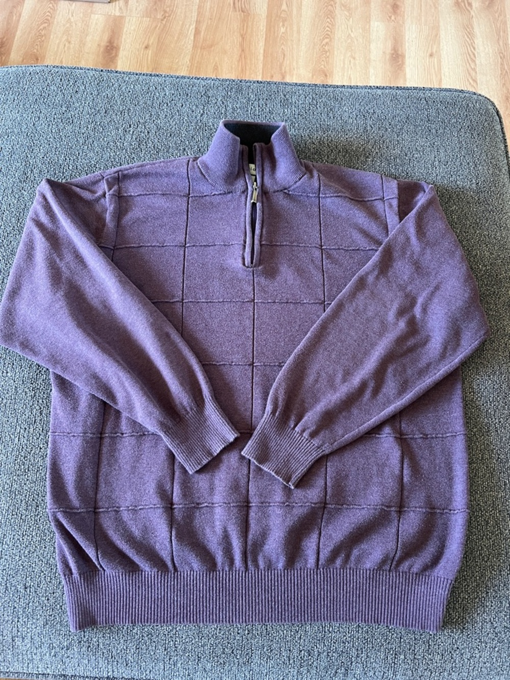 Men's Purple Square Design Quarter-Zip Sweater
